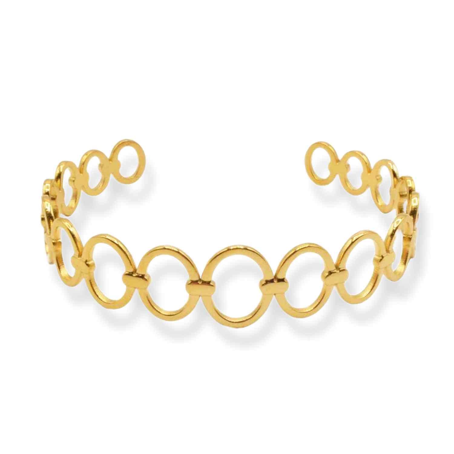 GOLDENCAT Brazalete Grecia, Pulsera Ajustable, Diámetro de la Pulsera: 6 cm, Acero Inoxidable, Baño Oro 18k