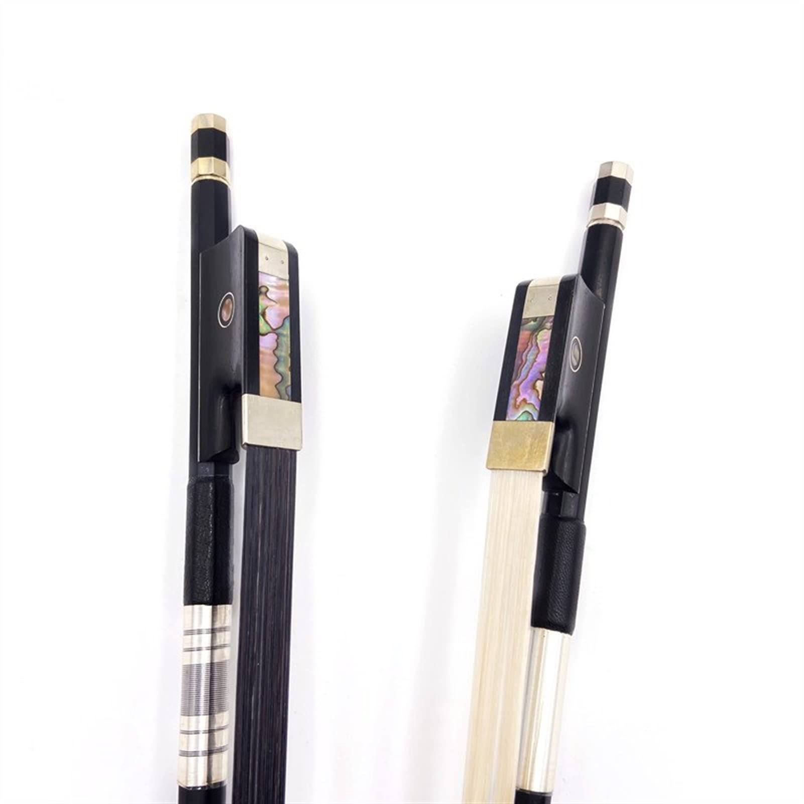Skrzypce łuk 1 Szt. Czarny Sztyft Z Włókna Węglowego 3/4 Pionowo -basowy Łuk, Biały/czarny Koni Horsetail (Color : 3-4 white)