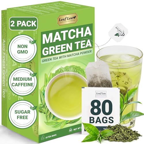 Image of LeafLea Matcha Green Tea Bags, 80 Individually Wrapped, Stock-Up 2-Pack