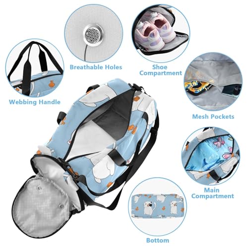 Cute Cats Youth Sports Duffel Bag with Ventilated Shoe Compartment|All-Season Lightweight Travel Gym Bag for Girls & Boys|Water-Resistant Gear Bag4