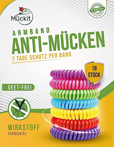 Mückit Mückenschutz Armband – Effektive Mückenabwehr Outdoor für Kinder & Erwachsene 18 Stück – Anti Mücken Draußen, Zeckenschutz & Wespenabwehr - Citronella