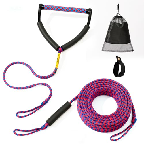 75FT Ski Ropes for Water Skiing, Floating Wakeboard Rope and Handle, Ski Tow Rope for Towable Tubing, Waterskiing, Wakeboarding, Kneeboarding, Water Sports
