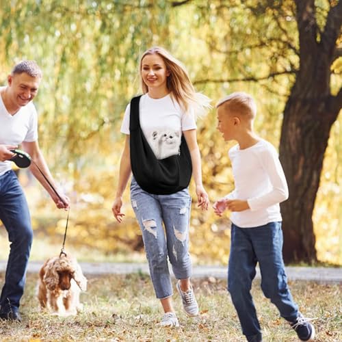 Kapokr Tragetasche Hund Tragbare Hundetragetasche für Hundetasche für Kleine Hunde Bis 7.5 kg Wendbarer Hundetragetuch für Spaziergänge und Aktivitäten Im Freien (Schwarz)
