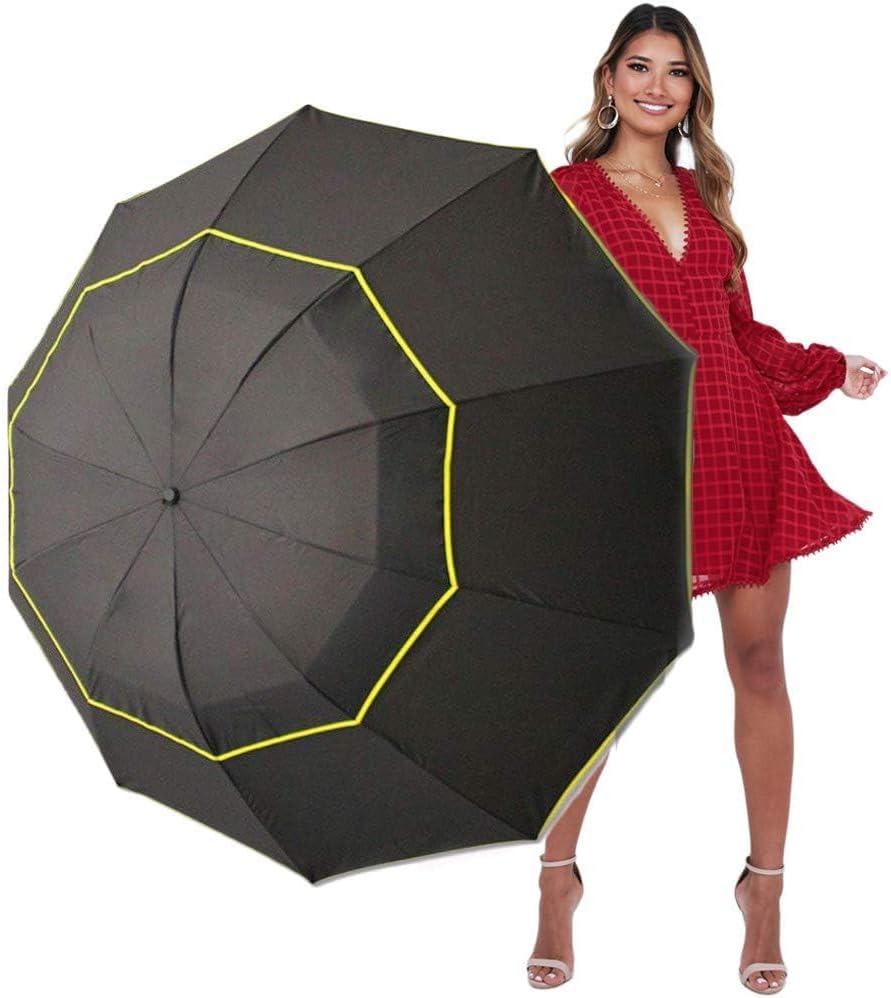 Kalolary UPF 50+ UV Protection Compact Golf Umbrella,62 Inch Extra Large Oversize Double Canopy Vented Umbrella Windproof Waterproof for Men and Women