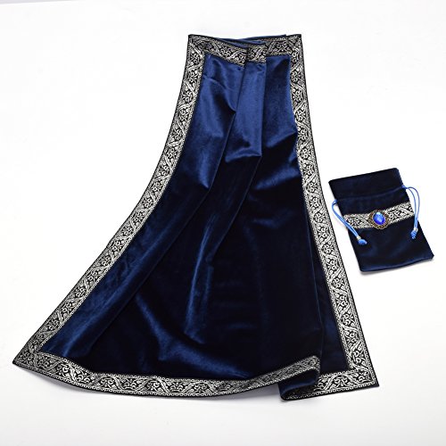 Blessume Square Velvet Altar Tarot Table Cloth And Pouch Dark Blue #TOP1