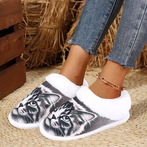 Slippers for Women Cat Memory Foam House Slippers Comfy Non-slip Bedroom Shoes for Indoor Outdoor 5