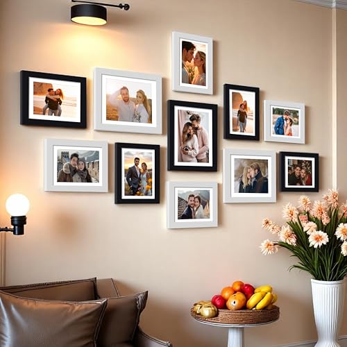Art Street Boulevard Set of 11 Black & White Photo Frames For Home Decoration Size 8x10-3 pcs, 6x8-8 pcs
