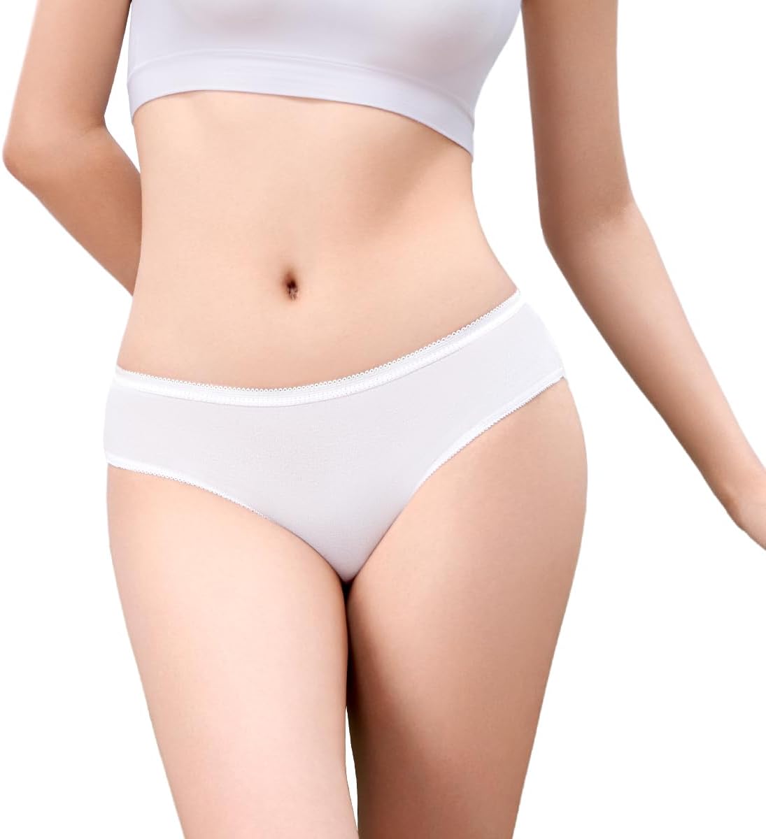 Disposable Underwear for Women, 10 Pack Cotton Ladies Briefs Panties Travel/Emergency, White - Image 9