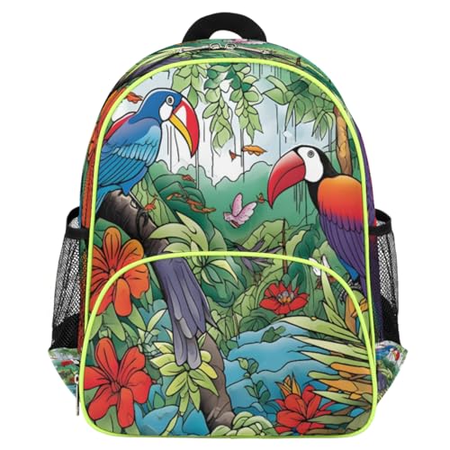 Sac à dos tropical oiseau toucan pour l'école maternelle et les loisirs des enfants