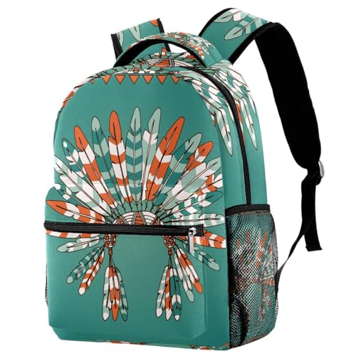 Sac à dos d'école plume bohème multicolore 40cm pour ados et voyage