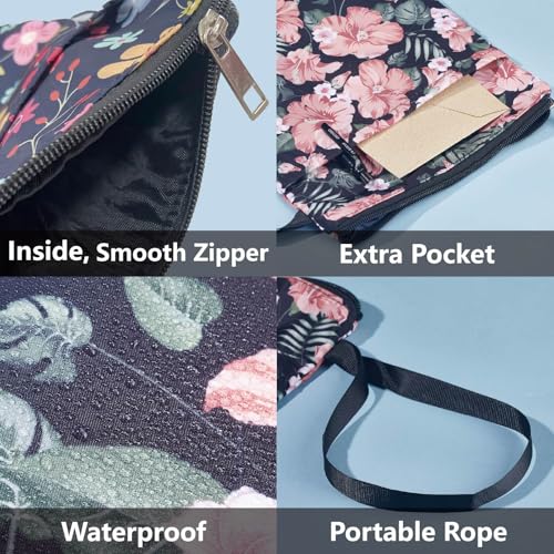 CRASPIRE Flower Book Covers Plant Book Protector Book Sleeve for Paperbacks Washable Fabric Cloth Book Cover with Zipper and Extra Sleeve Pocket for Book Lovers Classmate Gifts - Image 3
