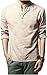 Produktbild HOEREV Marke Men Casual Langarm-Leinen Shirts Strand-Hemden- Gr. M Brust 94-98cm DE48, Farbe: Beige