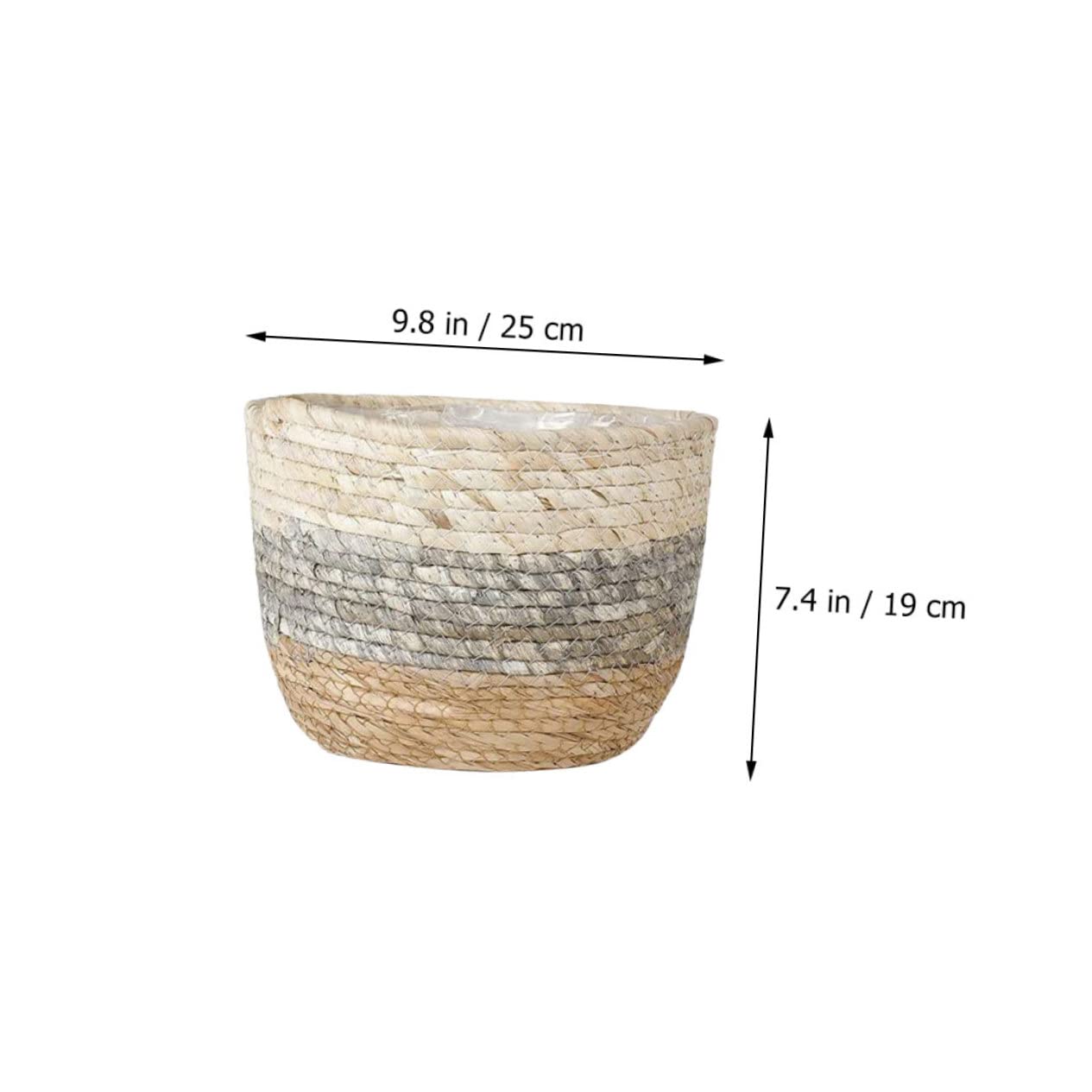 Lot De 2 Paniers De Fleurs Tressés XL Gris, Pots De Jardin en Paille Naturelle, Décor Rustique pour Intérieur Et Extérieur, Paniers Multifonctions Légers Et Décoratifs