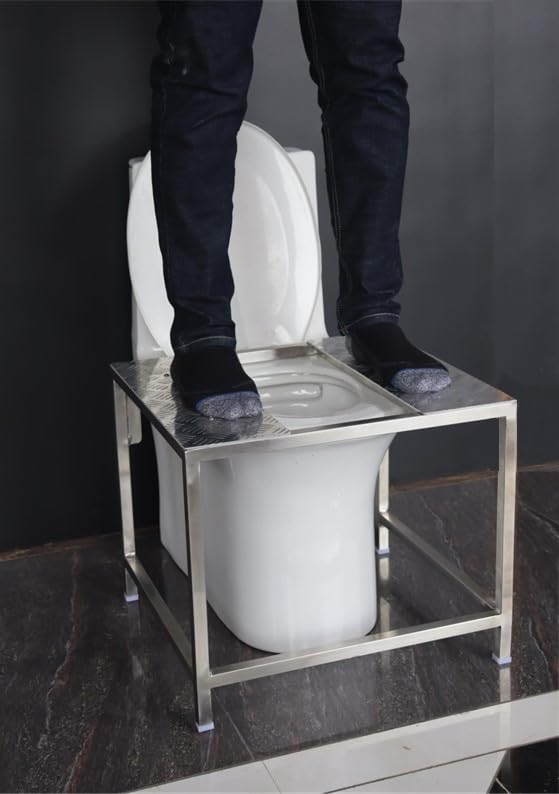 Image of Healthy Squat - Western to Indian Toilet Converter - SS Frame with Anti Skid Aluminium Checker Plate - Doctor Recommended - Strudy Table