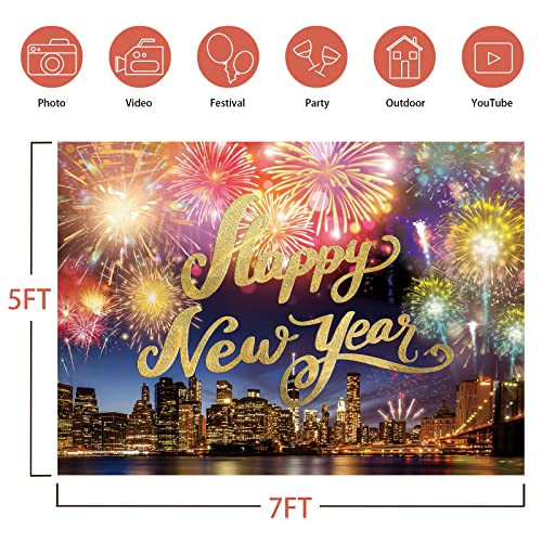 Image of Happy New Year Backdrop,7x5FT New Year Banner 2026 Happy New Year Backdrop Party Decor New Year Eve Party Backdrop Supplies