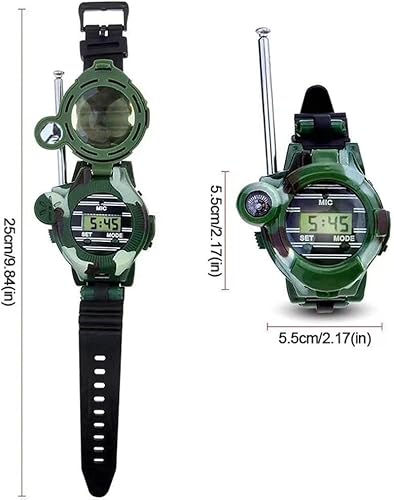 Miniatura 4 de Walkie Talkie para niños, Walkie Talkies, reloj espía del ejército, regalos para niños, radio bidireccional Walky Talky Relojes con linterna para