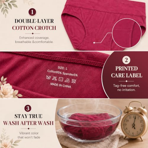 Tiedomxa Cotton Underwear for Women High Waisted Briefs 6 Pack - image 5