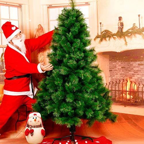 AMS 6FT Christmas Trees Premium Artificial Xmas Pine Tree Holiday Decoration with 39FT 120 LEDs USB Copper Wire Light, 300 Branch Tips, Foldable Metal Stand (6 FT, Green Pine)