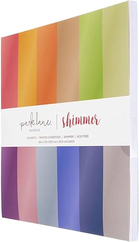 Miniatura 5 de Papel de cartulina brillante, 48 hojas, papel de álbum de recortes nacarado de 12 x 12 pulgadas en varios colores brillantes, paquete variado de
