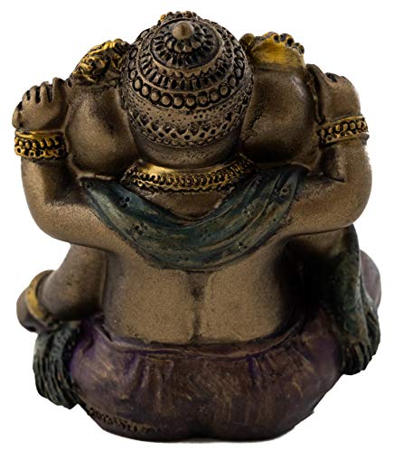 Mini Estatua de Ganesh en Bronce Frío 2 pulgadas miniatura 3