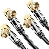 BlueRigger RG6 同軸ケーブル (6フィート、2パック、90°角度から90°の角度付きコネクタピン、金メッキ、トリプルシールド) – HDTV、CATV、モデム、衛星受信機用のデジタルオーディオビデオ同軸ケーブルコード