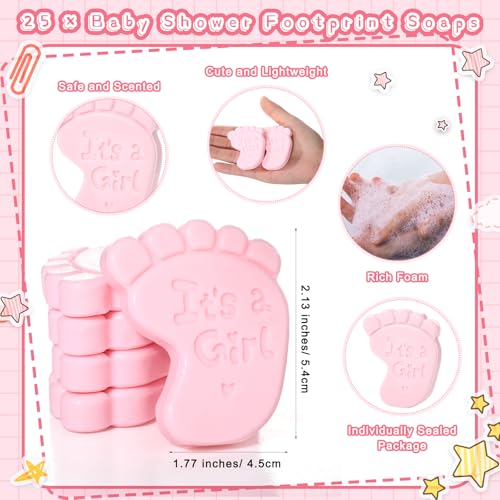 25 sets baby shower soap favors for guests girl boy mini footprint handmade scented soaps with thank you tags and organza bags for shower gender reveal party favorspinkbaby feet