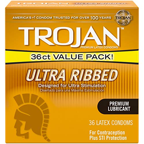 Trojan Ultra Ribbed - Lubricated Condoms, 36 pack,(Trojan)
