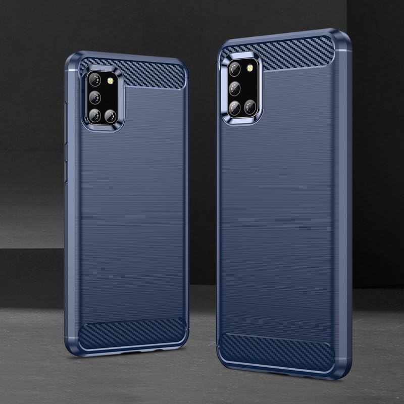Image of Hybrid Carbon Fiber Back Case for Samsung Galaxy A31 (Blue)