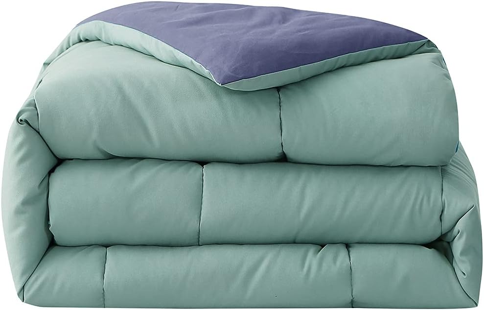 Shatex King Size Comforter Set 3 Piece Reversible Comforter Comforter King Size Ultra-Soft All Season Bedding Comforter Set Solid Color Light Blue Comforter with 2 Pillow Shams