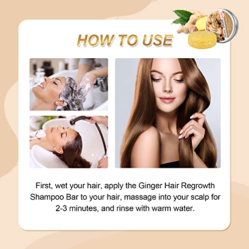 3Pcs Ginger Hair Regrowth Shampoo Bar, Anti-Hair Loss Ginger Shampoo Soap, Natural Organic Ginger Shampoo Bar, Promotes Hair Growth Ginger Shampoo Soap For All Hair Types And Ages #TOP6