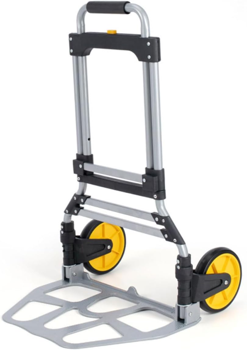 Ciieeo 1Pc Foldable Aluminum Alloy Handcart Two Wheeled Trolley with Telescopic Handle Lightweight Portable Shopping and Hauling Cart for Luggage Groceries and Moving Needs