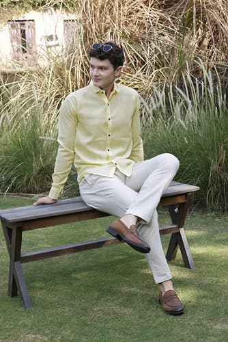 Image of Zilcon Linen Shirts for Men Casual Button Down Long Sleeve Shirt Solid Summer Beach Hawaiian Shirts