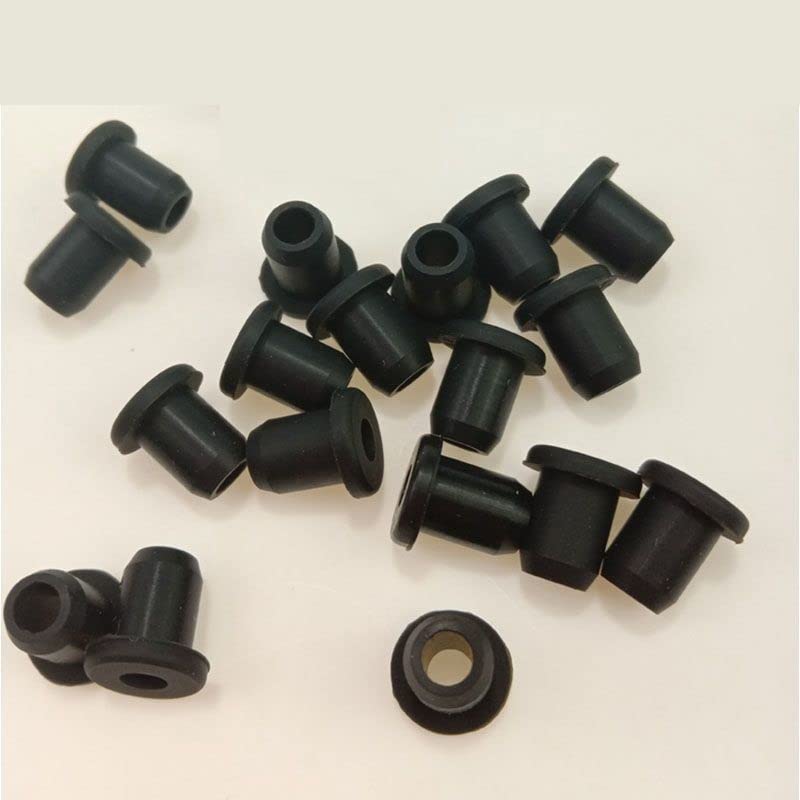 Occhiello in gomma a scatto ， 10 pezzi di passacavo in gomma siliconica, tappi cavi rotondi con foro da 3-5 mm, tappi terminali in silicone, gomma(Black,A 16Mm 0.63 Inch)
