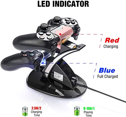 YCCTEAM PS4 Dual Controller Caricatore, Stazione di Ricarica per PS4, Dual USB Supporto di Carico del Caricatore per Playstation 4 PS4 / PS4 Pro / PS4 Slim Wireless Controller