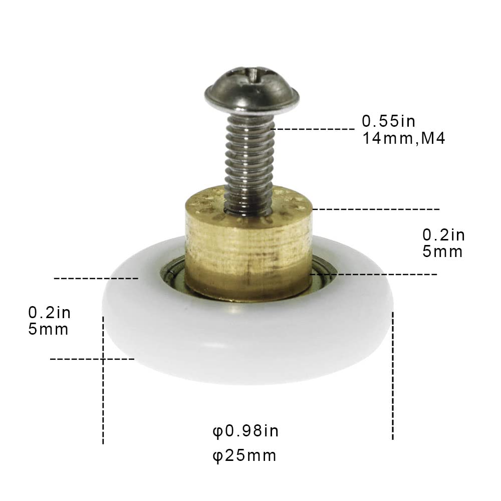 4 Rulli Per Porta Doccia Scorrevole - Diametro 23mm, Ultra Silenziosi - Foto 6