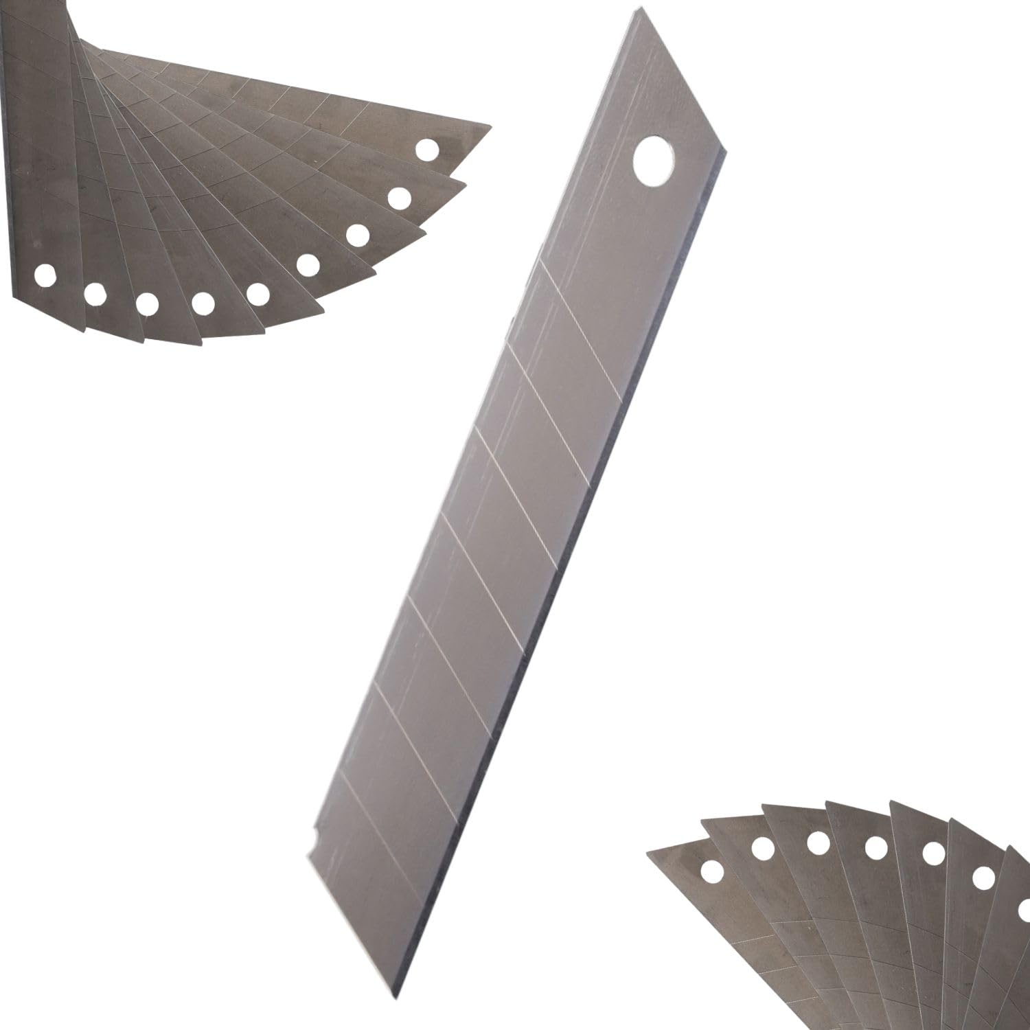 ToolSpace 100x Ostrza łamane uniwersalne 100 sztuk - szerokość 18 mm - uniwersalny zestaw do noży nożyków segmentowych do kartonów, tapet