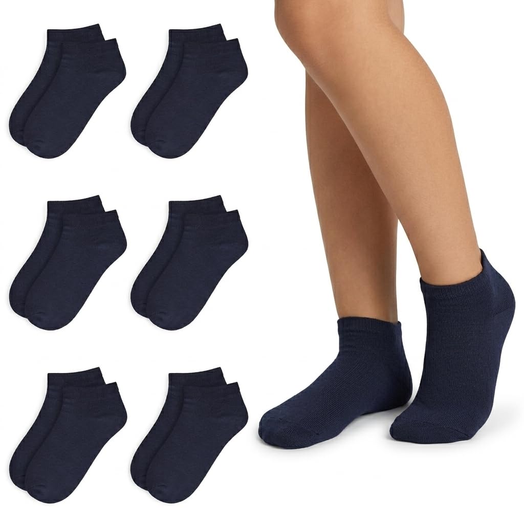 A2Z 4 Kids 6 Pack Trainer No Show - Socks AZ750 Navy 6 Pack 3-6