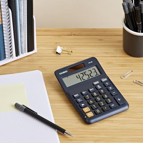 Casio Tischrechner MS-8E, 8-stellig, Währungsumrechnung, Gummifüße, Schnellkorrekturtaste, Solar-/Batteriebetrieb, Silber (Packung mit 2)