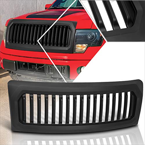 Vertical Fence Style Front Bumper Grille Grill Compatible with 09-14 Ford F150,Matte Black