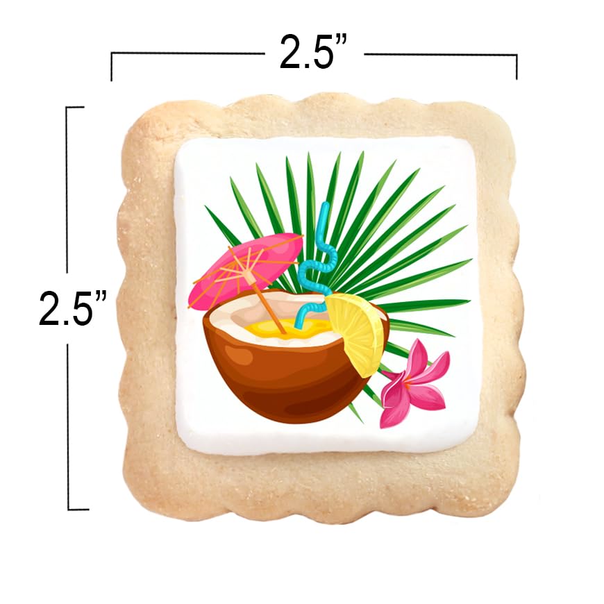 Image of Luau Cookies Hawaiian Themed Tropical Party Favors | Individually Wrapped 24 Pack Cookie | Hawaii Luau Summer Theme Birthday Kids Adults Treats snacks Hibiscus