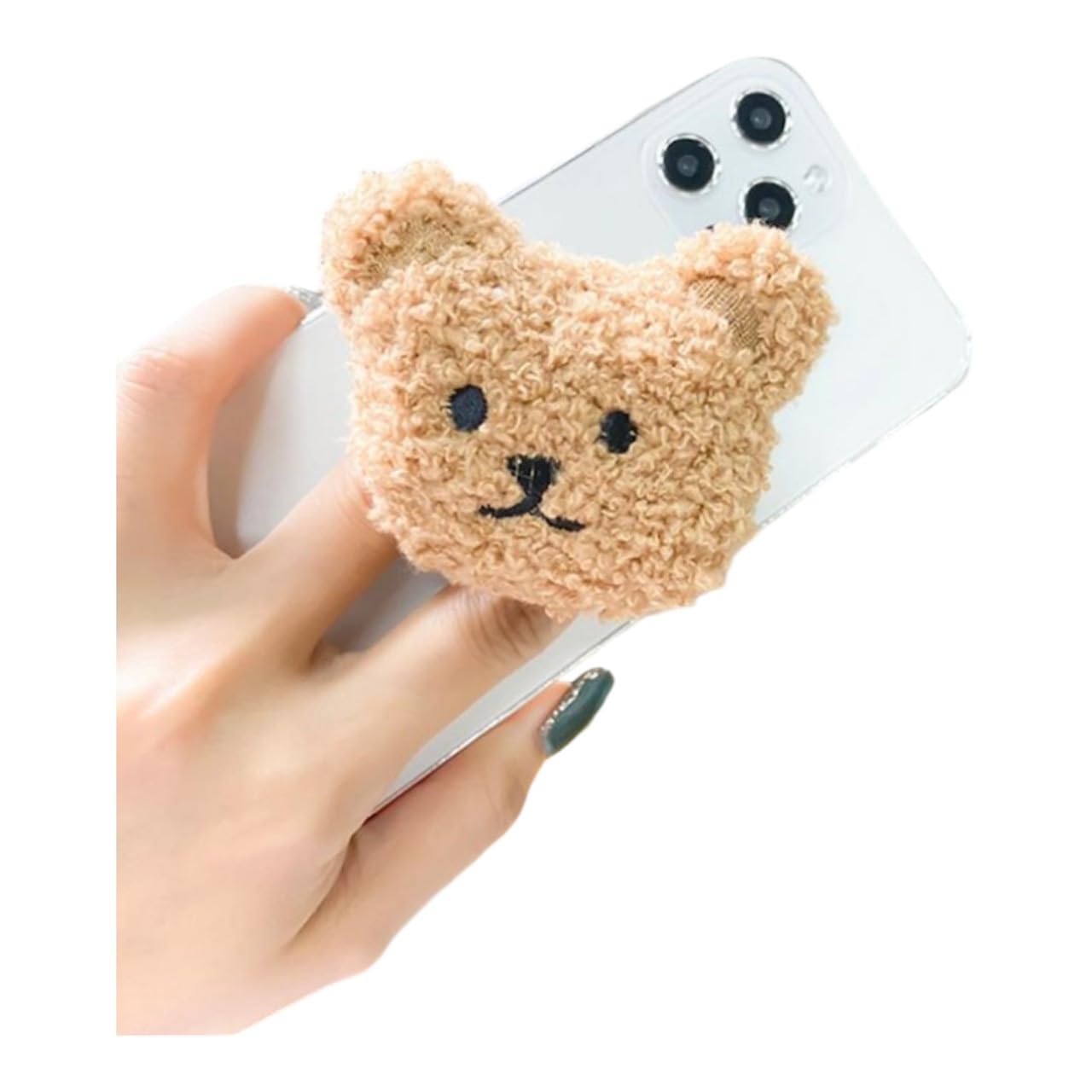 Amazon | ふわふわクマのスマホグリップ ブラウン ベア ぬいぐるみ