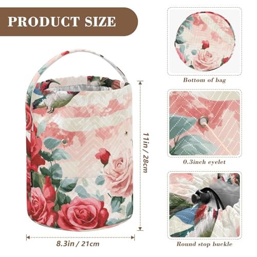 Image of Tatenale Crochet Bag Yarn Bag Knitting Project Bag with Pockets and Handle Portable Yarn Storage Organizer Tangle Free 8.3x11 InchPatriotic Red Roses and Hummingbirds38