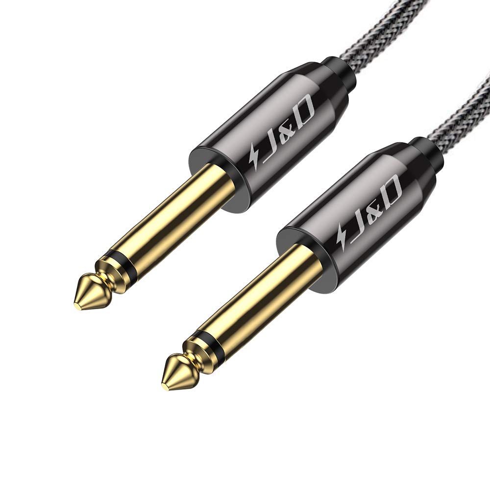 (9 Feet) - J & D 6.35mm Guitar Instrument Cable, Gold Plated Copper Shell Heavy Duty 6.35mm 1/4 inch TS Mono Audio Cable with Zinc Alloy Housing and Nylon Braid for Guitar, Multi Effects, Amplifier...