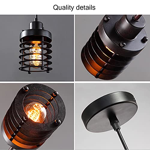Chandelier industrial E27 retro con LED negro regulable para techo 5