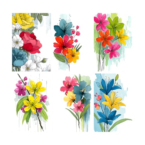 Image of SiddArtify Floral Wall Art Prints Set - Watercolor Flower Poster Decor for Living Room Bedroom Office - 12x18 inch Board Pack of 6