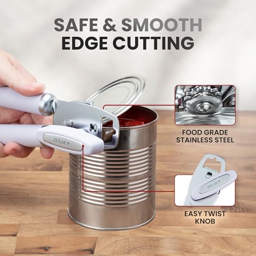 Image of Zulay Kitchen Manual Can Opener Heavy Duty Patented Stainless Steel, Lilac