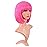 MapofBeauty 12 Inch /30 cm Fashion Lady Short Straight Synthetic Flat Bangs Bob Wig (Neon Pink)