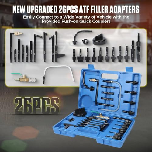 Image of 10L Pneumatic Transmission Fluid Pump Kit with 26PCS ATF Adapters, Automatic Oil Extractor & Dispenser Transmission Fluid Transfer Pump Set, Transmission Fill Adapters for ATF Filling System