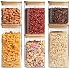ComSaf Airtight Glass Storage Canister with Lids (0.7Qt/1.2Qt/1.6Qt) Set of 6, Food Storage Container Kitchen Pantry Storage Jar, Glass Jars for Flour Cereal Sugar Tea Coffee Beans Snacks, Square