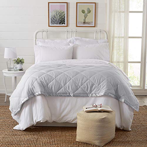 Home Fashion Designs Lightweight Queen Goose Down Alternative Quilted Blanket with Satin Trim